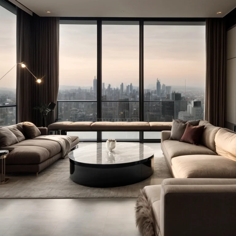 Luxury apartment interior overlooking Dubai Marina